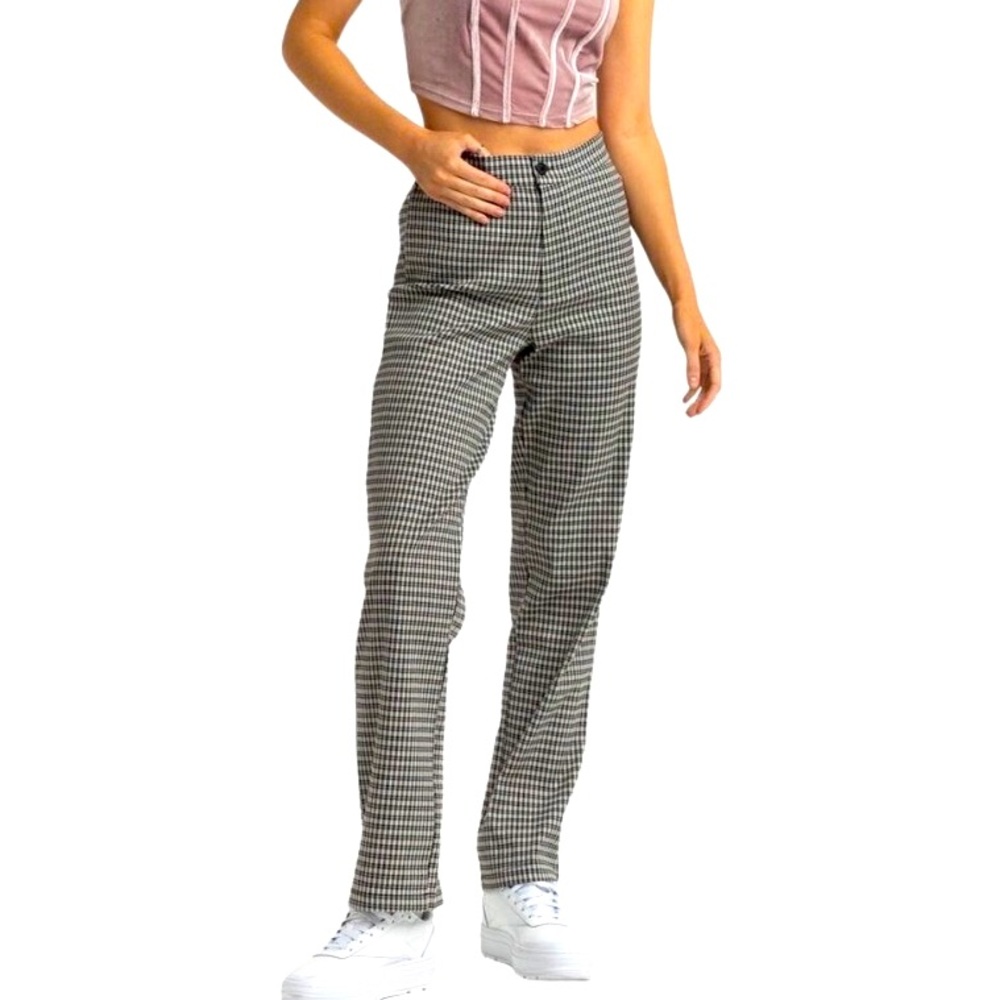 ❤️🙌NWT PAC Sun Full Relaxed High Waisted Straight Plaid Pants